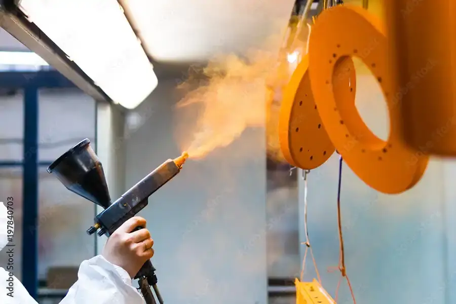 High-quality powder coating process ensuring durable and professional finishes at Flextur.